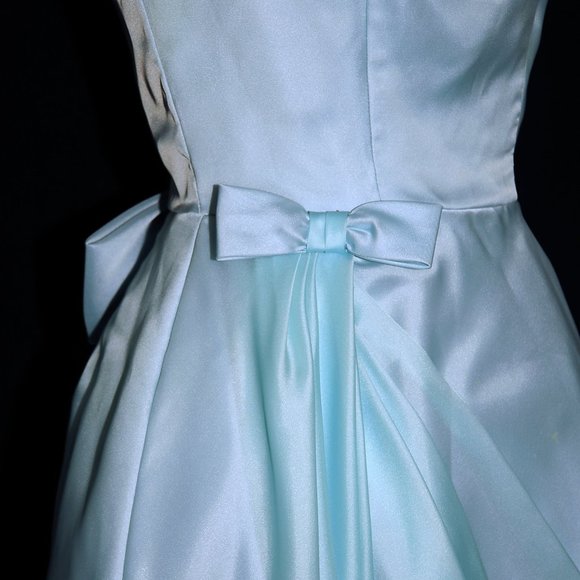 VTG 60's Pastel Turquoise Blue Party Prom Dress - Picture 6 of 14